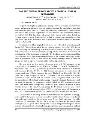Gas and energy fluxes above a tropical forest in dong nai Gas and energy fluxes above a tropical forest in dong nai