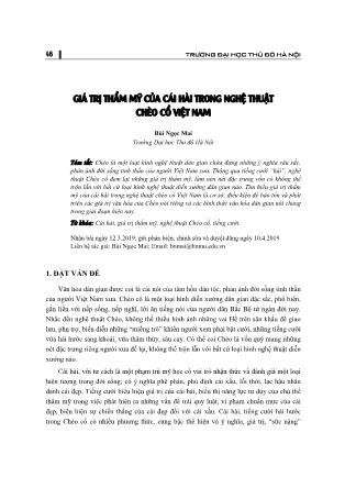 Giá trị thẩm mỹ của cái hài trong nghệ thuật Chèo cổ Việt Nam