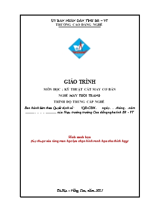 Giáo trình Kỹ thuật cắt may cơ bản Giáo trình Kỹ thuật cắt may cơ bản