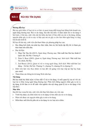 Giáo trình Ngân hàng thương mại 2 - Bài 2: Rủi ro tín dụng