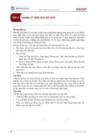 Giáo trình Ngân hàng thương mại 2 - Bài 4: Quản lý vốn chủ sở hữu