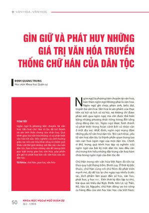 Gìn giữ và phát huy những giá trị văn hóa truyền thống chữ Hán của dân tộc