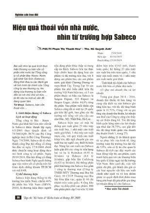 Hiệu quả thoái vốn nhà nước, nhìn từ trường hợp Sabeco Hiệu quả thoái vốn nhà nước, nhìn từ trường hợp Sabeco