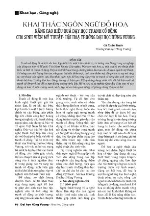 Khai thác ngôn ngữ đồ hoạ nâng cao hiệu quả dạy học tranh cổ động cho sinh viên mỹ thuật-hội hoạ Trường Đại học Hùng Vương