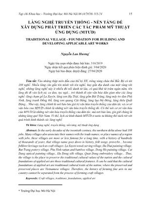 Làng nghề truyền thống - Nền tảng để xây dựng phát triển các tác phẩm mỹ thuật ứng dụng (MTƯD)