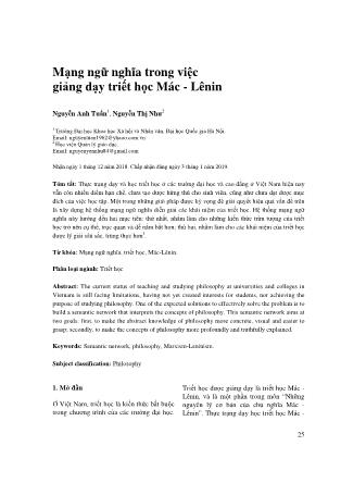Mạng ngữ nghĩa trong việc giảng dạy triết học Mác-Lênin