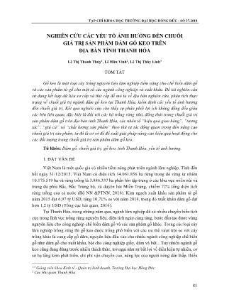 Nghiên cứu các yếu tố ảnh hưởng đến chuỗi giá trị sản phẩm dăm gỗ keo trên địa bàn tỉnh Thanh Hóa