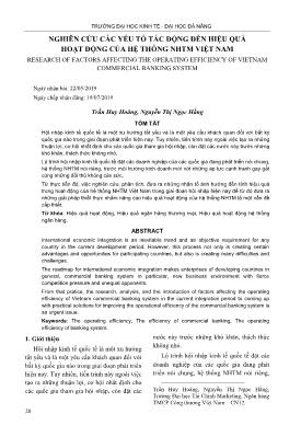 Nghiên cứu các yếu tố tác động đến hiệu quả hoạt động của hệ thống NHTM Việt Nam