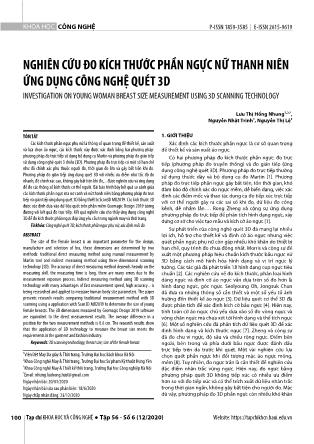 Nghiên cứu đo kích thước phần ngực nữ thanh niên ứng dụng công nghệ quét 3D
