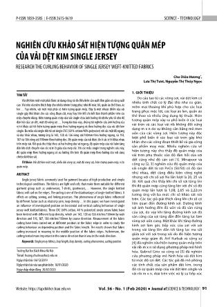 Nghiên cứu khảo sát hiện tượng quăn mép của vải dệt kim single jersey
