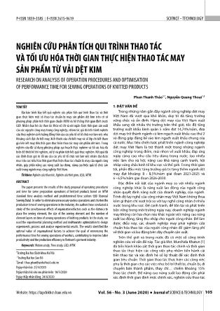 Nghiên cứu phân tích qui trình thao tác và tối ưu hóa thời gian thực hiện thao tác may sản phẩm từ vải dệt kim