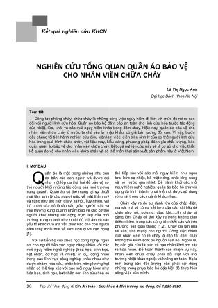 Nghiên cứu tổng quan quần áo bảo vệ cho nhân viên chữa cháy Nghiên cứu tổng quan quần áo bảo vệ cho nhân viên chữa cháy