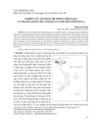 Nghiên cứu xây dựng hệ thống phân loại và thành lập bản đồ cảnh quan lãnh thổ tỉnh Sơn La