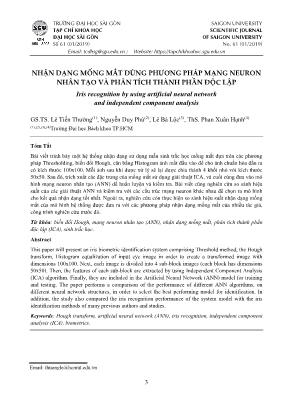 Nhận dạng mống mắt dùng phương pháp mạng neuron nhân tạo và phân tích thành phần độc lập