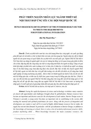 Phát triển nguồn nhân lực ngành thiết kế nội thất đáp ứng yêu cầu hội nhập quốc tế