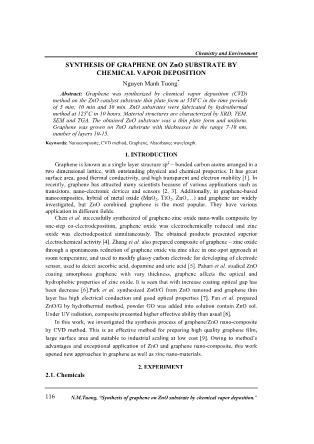 Synthesis of graphene on Zno substrate by chemical vapor deposition