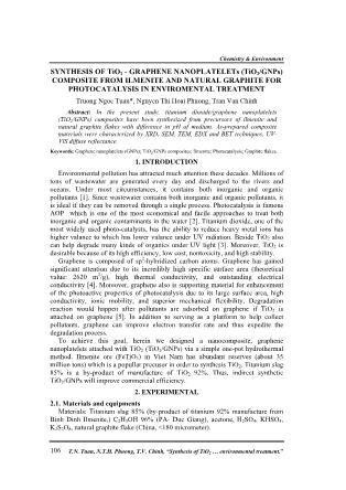 Synthesis of TiO2-Graphene nanoplatelets (TiO2/GNPs) composite from ilmenite and natural graphite for photocatalysis in enviromental treatment