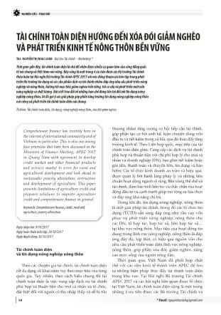 Tài chính toàn diện hướng đến xóa đói giảm nghèo và phát triển kinh tế nông thôn bền vững Tài chính toàn diện hướng đến xóa đói giảm nghèo và phát triển kinh tế nông thôn bền vững