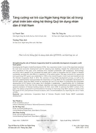 Tăng cường vai trò của Ngân hàng Hợp tác xã trong phát triển bền vững hệ thống Quỹ tín dụng nhân dân ở Việt Nam