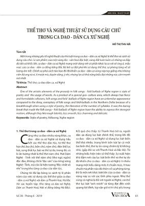 Thể thơ và nghệ thuật sử dụng câu chữ trong ca dao - Dân ca xứ Nghệ