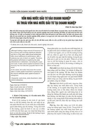 Vốn nhà nước đầu tư vào doanh nghiệp và thoái vốn nhà nước đầu tư tại doanh nghiệp Vốn nhà nước đầu tư vào doanh nghiệp và thoái vốn nhà nước đầu tư tại doanh nghiệp