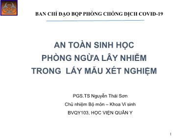 An toàn sinh học phòng ngừa lây nhiễm trong lấy mẫu xét nghiệm
