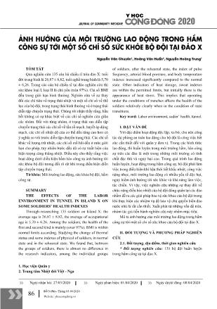 Ảnh hưởng của môi trường lao động trong hầm công sự tới một số chỉ số sức khỏe bộ đội tại đảo X