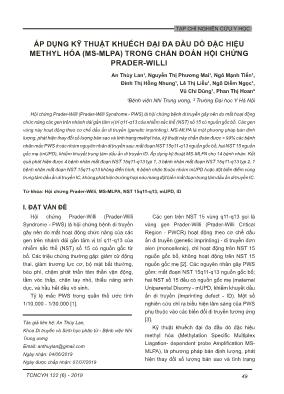 Áp dụng kỹ thuật khuếch đại đa đầu dò đặc hiệu methyl hóa (MS-MLPA) trong chẩn đoán hội chứng Prader-Willi