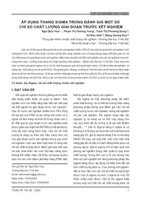 Áp dụng thang Sigma trong đánh giá một số chỉ số chất lượng giai đoạn trước xét nghiệm