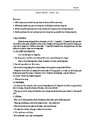 Bài giảng Nội cơ sở 1 - Bài 11: Chẩn đoán vàng da