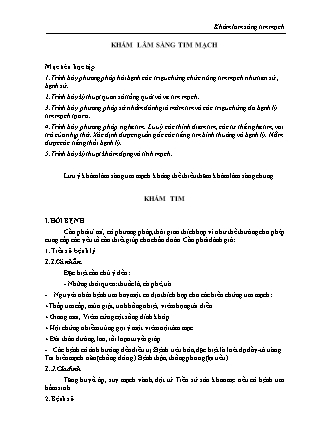 Bài giảng Nội cơ sở 1 - Bài 13: Khám lâm sàng tim mạch