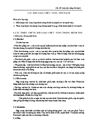 Bài giảng Nội cơ sở 1 - Bài 14: Các rối loạn chức năng tim mạch