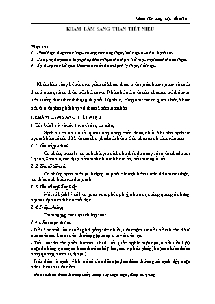 Bài giảng Nội cơ sở 1 - Bài 16: Khám lâm sàng thận tiết niệu