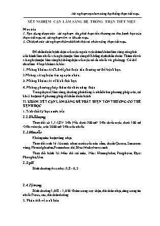 Bài giảng Nội cơ sở 1 - Bài 17: Xét nghiệm cận lâm sàng hệ thống thận tiết niệu