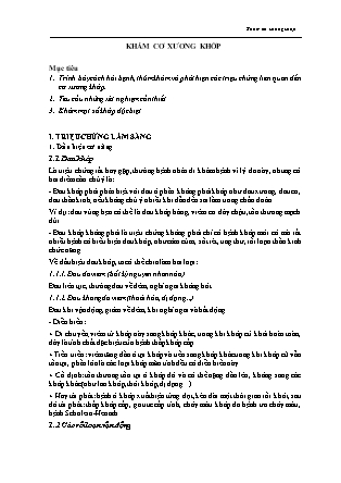 Bài giảng Nội cơ sở 1 - Bài 18: Khám cơ xương khớp