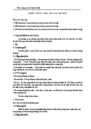 Bài giảng Nội cơ sở 1 - Bài 3: Triệu chứng học bộ máy hô hấp Bài giảng Nội cơ sở 1 - Bài 3: Triệu chứng học bộ máy hô hấp