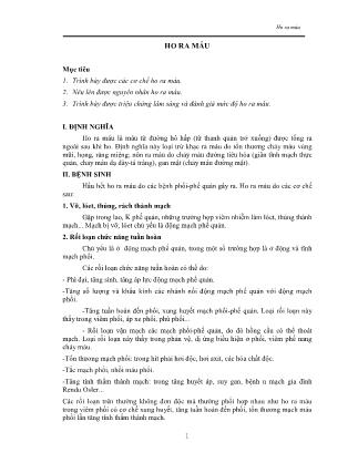 Bài giảng Nội cơ sở 2 - Bài 1: Ho ra máu Bài giảng Nội cơ sở 2 - Bài 1: Ho ra máu