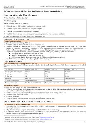 Bài giảng Sản phụ khoa 1 - Bài Team-Based Learning 4-2: Quản lý các vấn đề thường gặp liên quan đến nửa đầu thai kì - Bài: Song thai và các vấn đề có liên quan