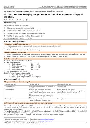 Bài giảng Sản phụ khoa 1 - Bài Team-Based Learning 4-2: Quản lý các vấn đề thường gặp liên quan đến nửa đầu thai kì - Bài: Tầm soát thiếu máu ở thai phụ, bao gồm thiếu máu thiếu sắt và thalassemia: công cụ và chiến lược Bài giảng Sản phụ khoa 1 - Bài Team-Based Learning 4-2: Quản lý các vấn đề thường gặp liên quan đến nửa đầu thai kì - Bài: Tầm soát thiếu máu ở thai phụ, bao gồm thiếu máu thiếu sắt và thalassemia: công cụ và chiến lược
