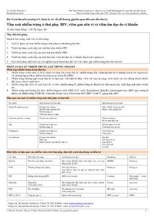 Bài giảng Sản phụ khoa 1 - Bài Team-Based Learning 4-2: Quản lý các vấn đề thường gặp liên quan đến nửa đầu thai kì - Bài: Tầm soát nhiễm trùng ở thai phụ: HIV, viêm gan siêu vi và viêm âm đạo do vi khuẩn Bài giảng Sản phụ khoa 1 - Bài Team-Based Learning 4-2: Quản lý các vấn đề thường gặp liên quan đến nửa đầu thai kì - Bài: Tầm soát nhiễm trùng ở thai phụ: HIV, viêm gan siêu vi và viêm âm đạo do vi khuẩn