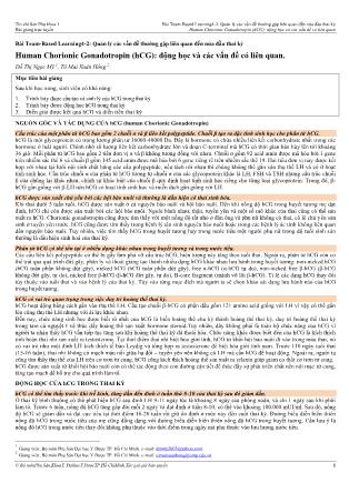 Bài giảng Sản phụ khoa 1 - Bài Team-Based Learning 4-2: Quản lý các vấn đề thường gặp liên quan đến nửa đầu thai kì - Bài: Human Chorionic Gonadotropin (hCG): động học và các vấn đề có liên quan Bài giảng Sản phụ khoa 1 - Bài Team-Based Learning 4-2: Quản lý các vấn đề thường gặp liên quan đến nửa đầu thai kì - Bài: Human Chorionic Gonadotropin (hCG): động học và các vấn đề có liên quan