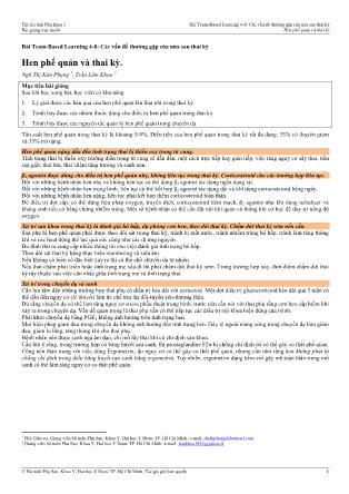 Bài giảng Sản phụ khoa 1 - Bài Team-Based Learning 4-8: Các vấn đề thường gặp của nửa sau thai kỳ - Bài: Hen phế quản và thai kỳ
