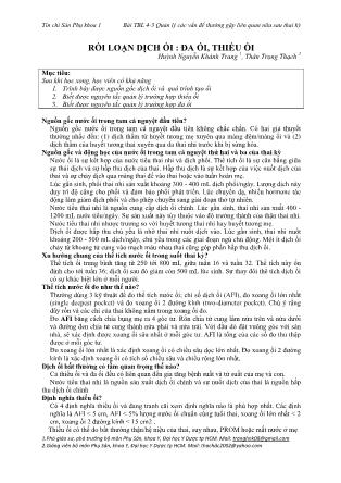 Bài giảng Sản phụ khoa 1 - Bài Team-Based Learning 4-8: Các vấn đề thường gặp của nửa sau thai kỳ - Bài: Rối loạn dịch ối : đa ối, thiểu ối