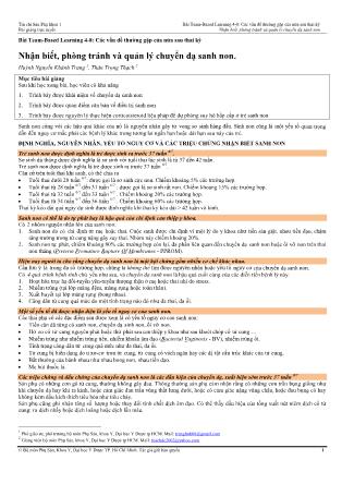 Bài giảng Sản phụ khoa 1 - Bài Team-Based Learning 4-8: Các vấn đề thường gặp của nửa sau thai kỳ - Bài: Nhận biết, phòng tránh và quản lý chuyển dạ sanh non
