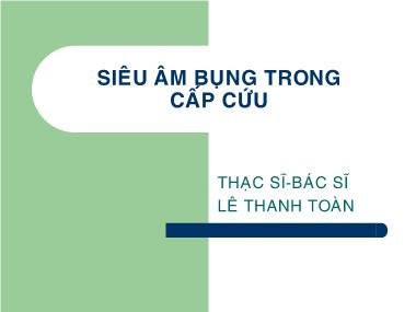 Bài giảng Siêu âm bụng trong cấp cứu