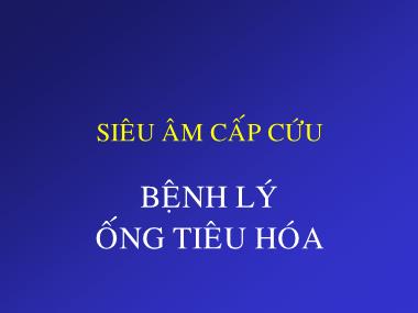 Bài giảng Siêu âm cấp cứu: Bệnh lý ống tiêu hóa