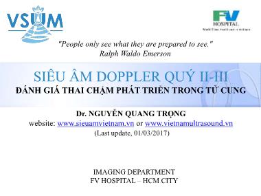 Bài giảng Siêu âm doppler quý II-III: Đánh giá thai chậm phát triển trong tử cung