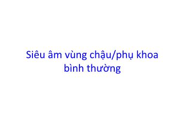 Bài giảng Siêu âm vùng chậu/phụ khoa bình thường Bài giảng Siêu âm vùng chậu/phụ khoa bình thường