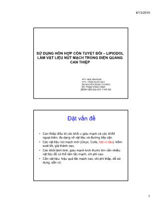Bài giảng Sử dụng hỗn hợp cồn tuyệt đối - Lipiodol làm vật liệu nút mạch trong điện quang can thiệp