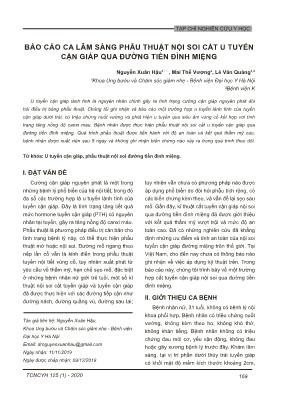 Báo cáo ca lâm sàng phẫu thuật nội soi cắt u tuyến cận giáp qua đường tiền đình miệng